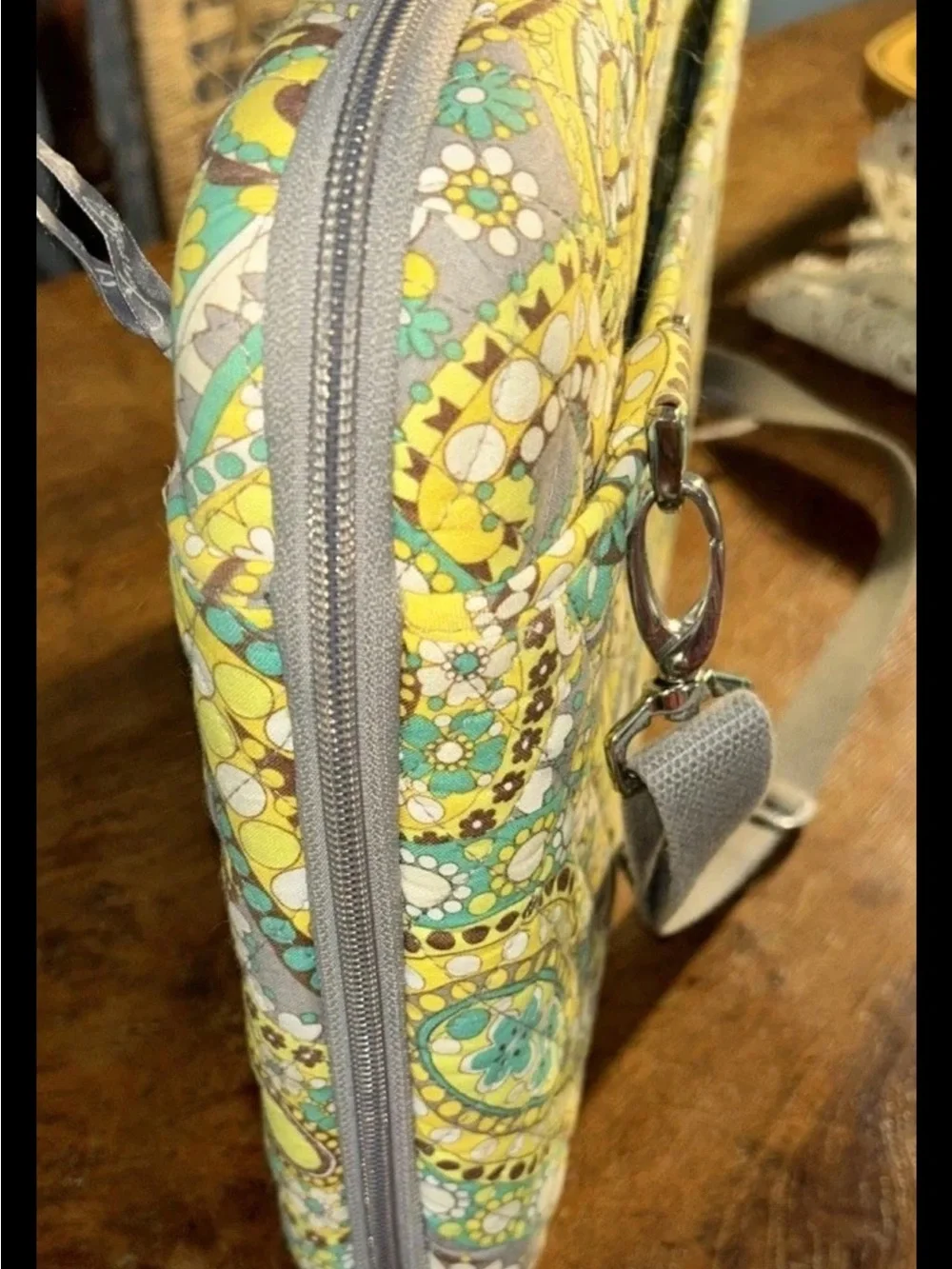 Vera Bradley Laptop Case Green Yellow Paisley Tapestry Quilted Boho Hippie 11x14